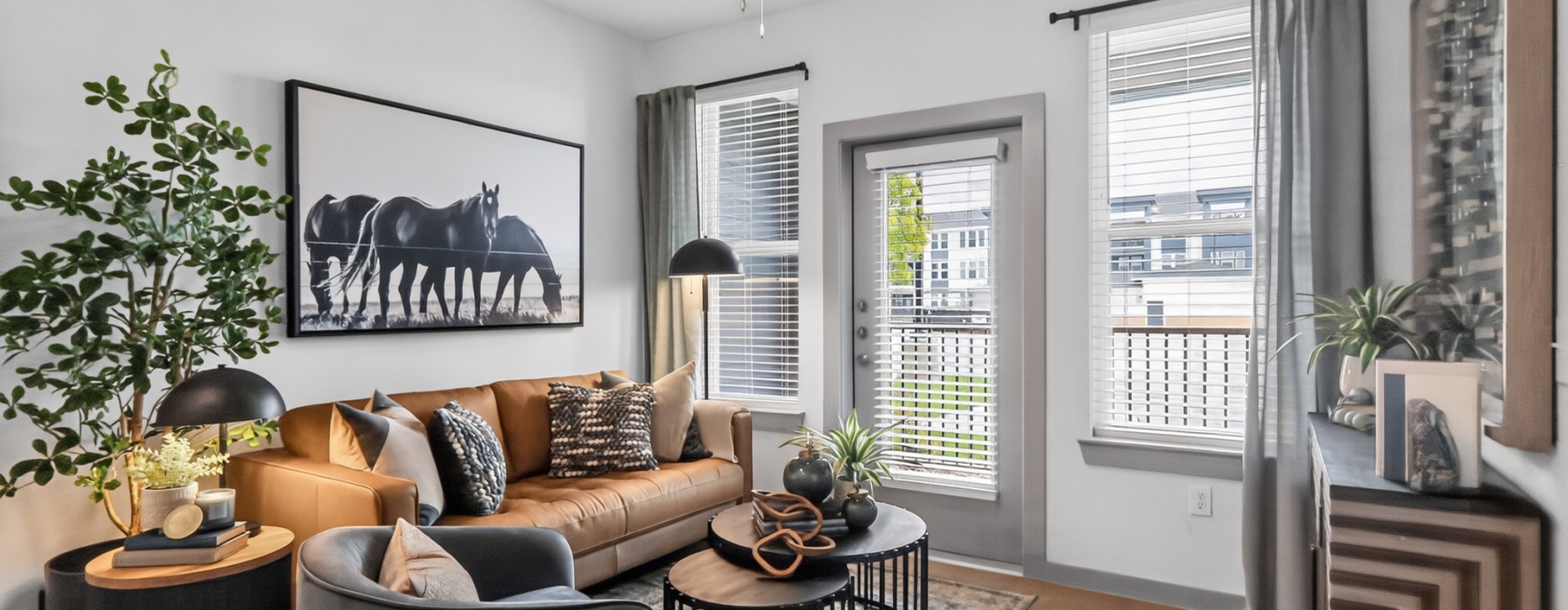 a living room with a couch and furniture