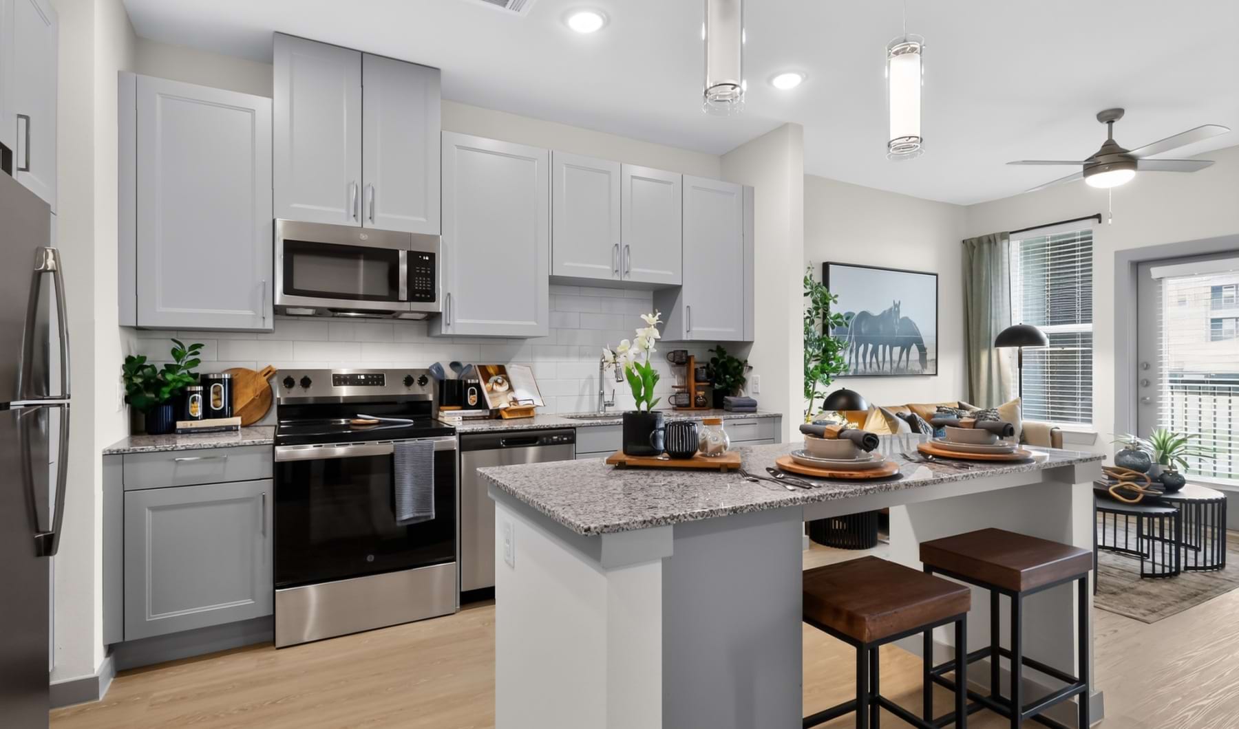 kitchen with granite countertops