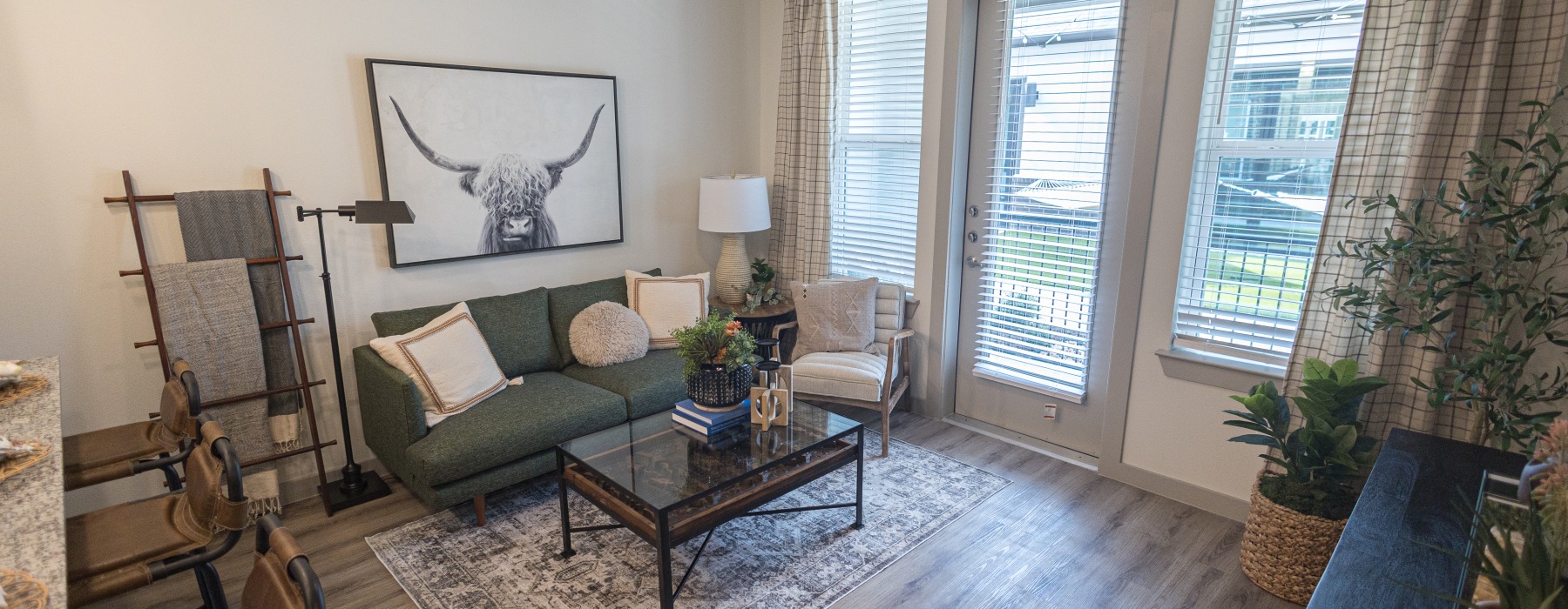 Living room with a couch and furnture